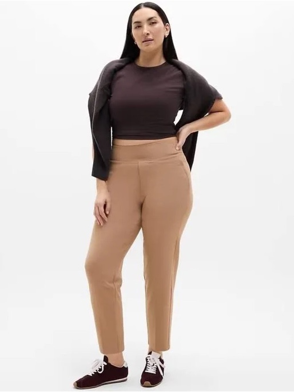 Athleta 14P Endless High Rise Tan Camel Ankle Commute Office Travel Athleisure